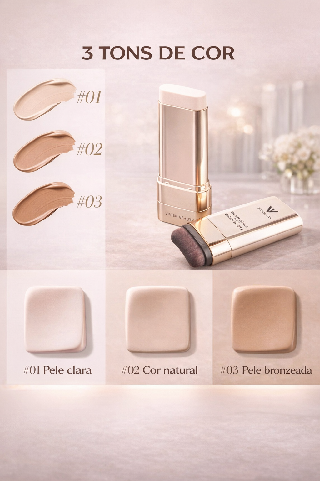 Base Coreana 2 em 1 Vivien Beauty™